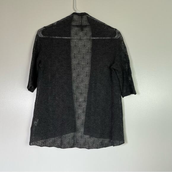 EILEEN FISHER Gray Open Front Sweater 100% Wool Textured Cardigan PP EUC - Picture 5 of 7